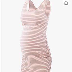 Pink and white Maternity midi dress